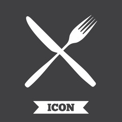 Eat sign icon. Cutlery symbol. Fork and knife.