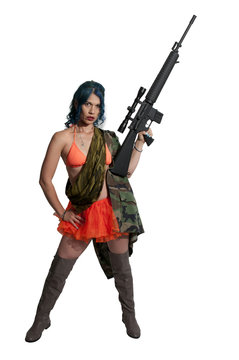 Woman with Assault Rifle