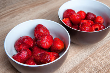 Strawberries in a bowl ready to eat