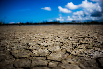 Crack ground closeup background.
