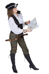 The pirate - young woman with map