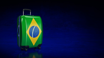 suitcase with Brasil flag. 3d rendering