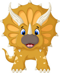 funny Triceratops cartoon look at camera © jihane37
