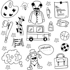 Hand draw element education in doodle