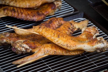 Thai style grill chicken wing on barbecue