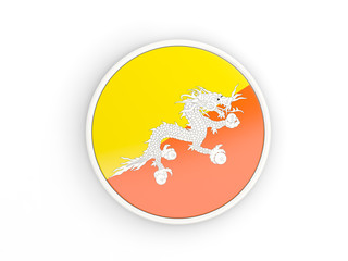 Flag of bhutan. Round icon with frame