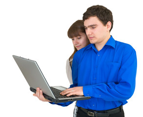 Young couple with the laptop