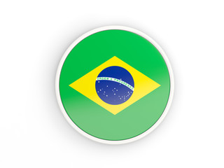 Flag of brazil. Round icon with frame