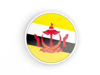 Flag of brunei. Round icon with frame