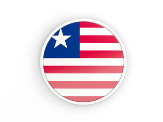 Flag of liberia. Round icon with frame