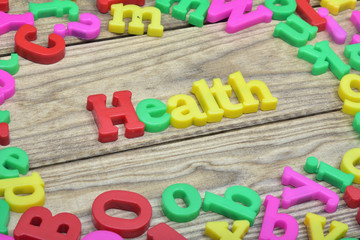 Health on wooden table