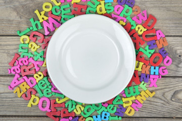 Many letters and plate