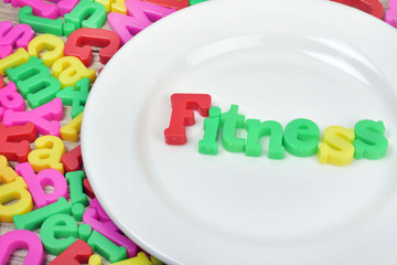 Fitness word on plate