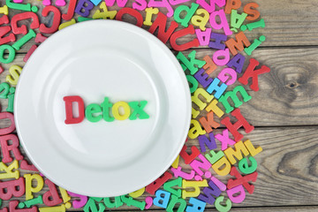 Detox word on plate