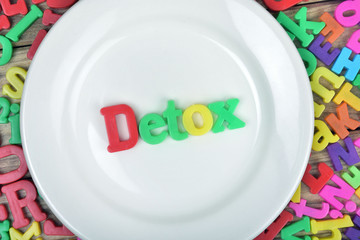Detox word on plate