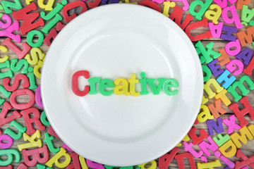 Creative word on plate