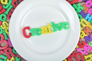 Creative word on plate