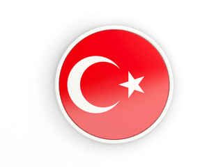 Flag of turkey. Round icon with frame