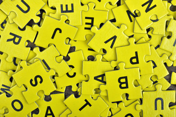 Puzzle on wooden table