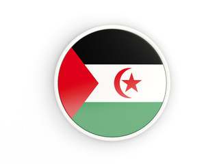 Flag of western sahara. Round icon with frame