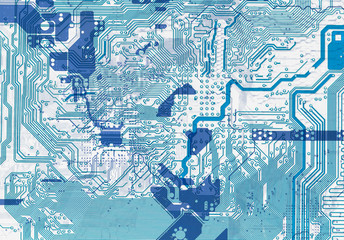 Blue abstract circuit board electronic background