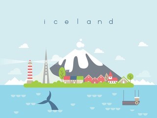 Iceland Landmarks Travel and Journey Vector - 116037110