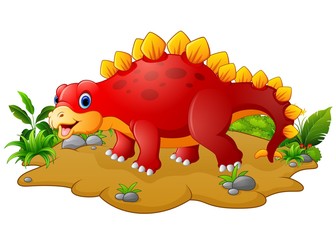 Happy red dinosaur cartoon