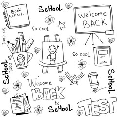 School tools for kid in doodle