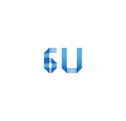 6u initial simple modern blue 