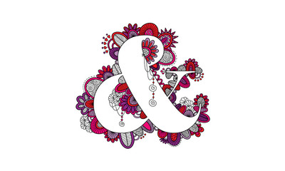 Ampersand Hand Drawn Doodle Vector Bright
Colourful & symbol or ampersand vector illustration with flowers, swirls and abstract doodles.