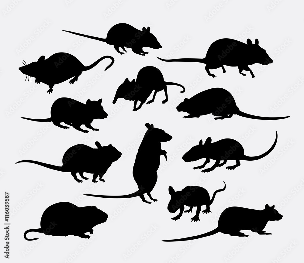 Sticker Mouse and rat mammal animal silhouette. Good use for symbol, logo, web icon, mascot, sticker design, or any design you want. 