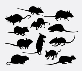 Mouse and rat mammal animal silhouette. Good use for symbol, logo, web icon, mascot, sticker design, or any design you want. 