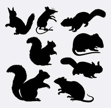 Squirrel and mouse mammal animal silhouette. Good use for symbol, logo, web icon, avatar, mascot, sign, sticker design, game element, or any design you want. Easy to use.