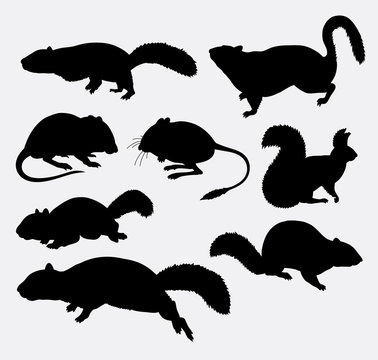 Squirrel, rat and mouse animal silhouette. Good use for symbol, logo, web icon, game element, mascot, avatar, or any design you want. Easy to use.