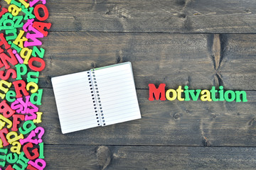 Motivation on wooden table