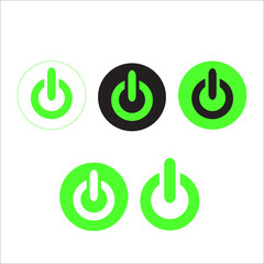 Start icon and power button set in circle . Vector illustration