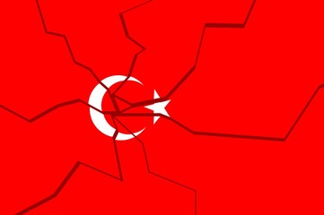 Image relative to politic situation in Turkey. Broken national flag.
