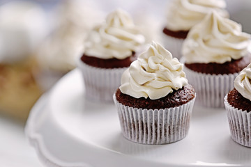 Tasty cupcakes, closeup