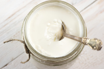 Sour cream in jar