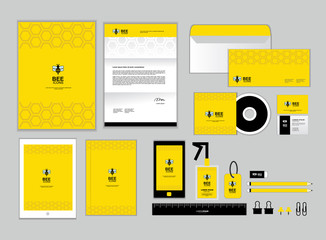 Bee corporate identity template for your business includes CD Cover, Business Card, folder, ruler, Envelope and Letter Head Designs