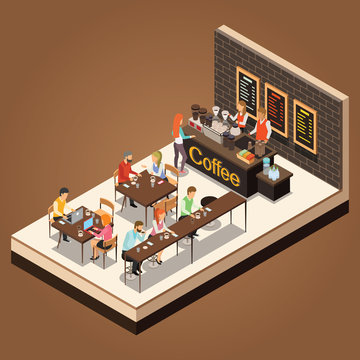 infographic isometric coffee shop vector design