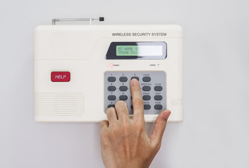 Hand push button of home security system