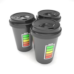 Three paper coffee cups. 3d rendering.