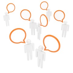 people with talk bubbles isolated over a white background. 3d rendering.