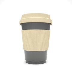 Coffee to go on white. 3d rendering.