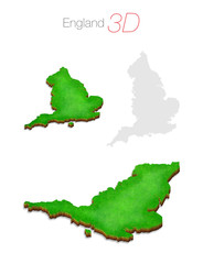 Green 3D Map - England UK