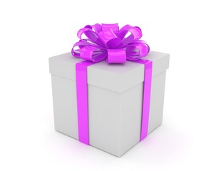 gift box with bows isolated on white. 3d rendering.