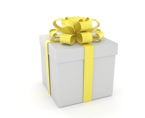 gift box with bows isolated on white. 3d rendering.