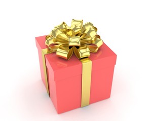 gift box with bows isolated on white. 3d rendering.