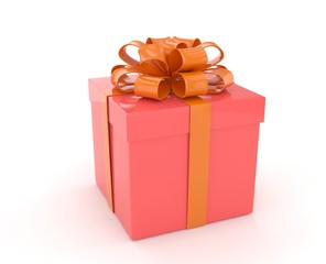 gift box with bows isolated on white. 3d rendering.